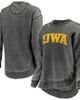 PRESSBOX Women's Pressbox Black Iowa Hawkeyes Vintage Wash Pullover Sweatshirt  - 1