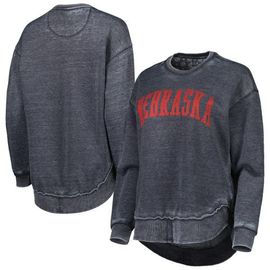 PRESSBOX Women's Pressbox Black Nebraska Huskers Vintage Wash Pullover Sweatshirt 