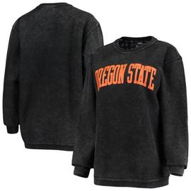 PRESSBOX Women's Pressbox Black Oregon State Beavers Comfy Cord Vintage Wash Basic Arch Pullover Sweatshirt 