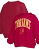 PRESSBOX Women's Pressbox Cardinal USC Trojans Janise Arch Over Logo Waist Length Oversized Pullover Sweatshirt  - 1