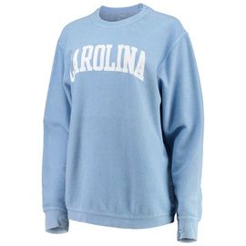 PRESSBOX Women's Pressbox Carolina Blue North Carolina Tar Heels Comfy Cord Vintage Wash Basic Arch Pullover Sweatshirt