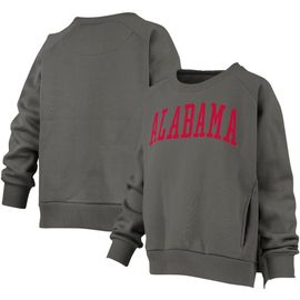 PRESSBOX Women's Pressbox Charcoal Alabama Crimson Tide Pocketed Raglan Pullover Sweatshirt 