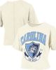 PRESSBOX Women's Pressbox Cream North Carolina Tar Heels Buckler Vintage Cropped T-Shirt  - 1
