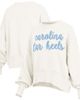 PRESSBOX Women's Pressbox Cream North Carolina Tar Heels Oversized Chelsea Waist Length Pullover Sweatshirt  - 1