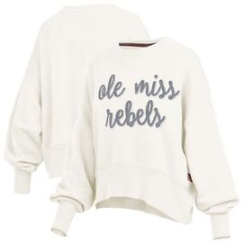 PRESSBOX Women's Pressbox Cream Ole Miss Rebels Chelsea Oversized Pullover Sweatshirt 