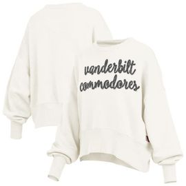 PRESSBOX Women's Pressbox Cream Vanderbilt Commodores Oversized Chelsea Waist Length Pullover Sweatshirt 