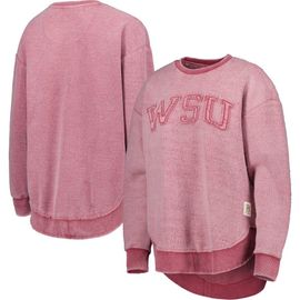 PRESSBOX Women's Pressbox Crimson Washington State Cougars Ponchoville Pullover Sweatshirt 