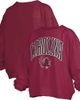 PRESSBOX Women's Pressbox Garnet South Carolina Gamecocks Janise Arch Over Logo Waist Length Oversized Pullover Sweatshirt  - 1