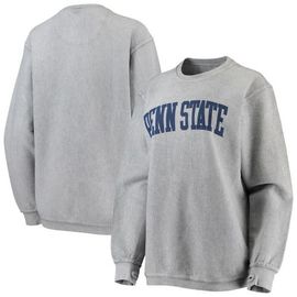 PRESSBOX Women's Pressbox Gray Penn State Nittany Lions Comfy Cord Vintage Wash Basic Arch Pullover Sweatshirt 