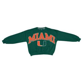PRESSBOX Women's Pressbox Green Miami Hurricanes Oversized Janice Waist-Length Sweatshirt 