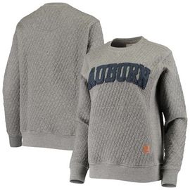 PRESSBOX Women's Pressbox Heather Charcoal Auburn Tigers Moose Quilted Pullover Sweatshirt