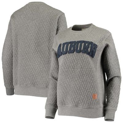 PRESSBOX Women's Pressbox Heather Charcoal Auburn Tigers Moose Quilted Pullover Sweatshirt
