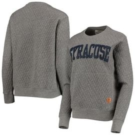 PRESSBOX Women's Pressbox Heather Charcoal Syracuse Orange Moose Quilted Pullover Sweatshirt