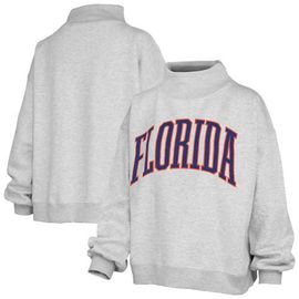 PRESSBOX Women's Pressbox Heather Gray Florida Gators Oversized Nelson Mock Neck Sweatshirt 