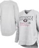 PRESSBOX Women's Pressbox Heather Gray Georgia Bulldogs Marcus East Hall Poncho V-Neck Sweatshirt  - 1