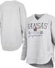 PRESSBOX Women's Pressbox Heather Gray Kansas Jayhawks Marcus East Hall Poncho V-Neck Sweatshirt  - 1
