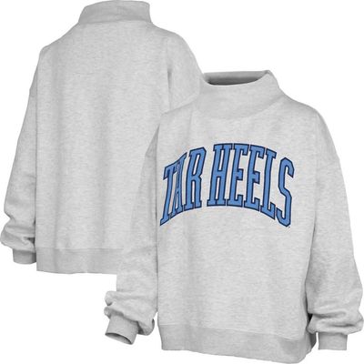 PRESSBOX Women's Pressbox Heather Gray North Carolina Tar Heels Oversized Nelson Mock Neck Sweatshirt 