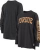 PRESSBOX Women's Pressbox Heathered Black Purdue Boilermakers Two-Hit Canyon Long Sleeve T-Shirt  - 1