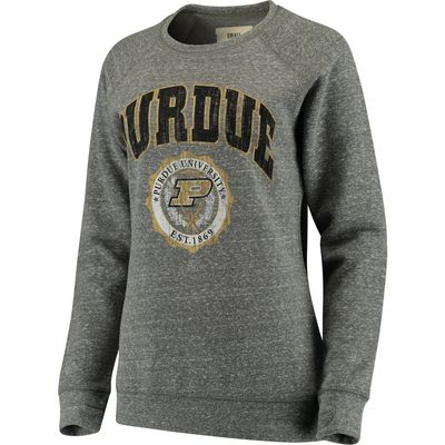 PRESSBOX Women's Pressbox Heathered Gray Purdue Boilermakers Edith Vintage Knobi Pullover Sweatshirt