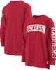 PRESSBOX Women's Pressbox Heathered Red Wisconsin Badgers Two-Hit Canyon Long Sleeve T-Shirt  - 1