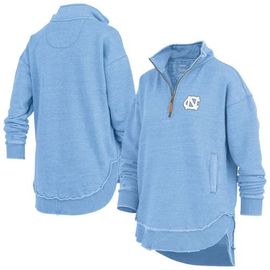 PRESSBOX Women's Pressbox Light Blue North Carolina Tar Heels Northfork Sojourn Poncho Quarter-Zip Sweatshirt 