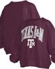 PRESSBOX Women's Pressbox Maroon Texas A&M Aggies Janise Arch Over Logo Waist Length Oversized Pullover Sweatshirt  - 1