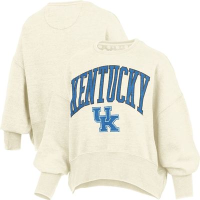 PRESSBOX Women's Pressbox Natural Kentucky Wildcats Oversized Waist-Length Crewneck Sweatshirt 