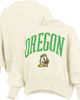 PRESSBOX Women's Pressbox Natural Oregon Ducks Oversized Waist-Length Crewneck Sweatshirt  - 1