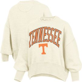 PRESSBOX Women's Pressbox Natural Tennessee Volunteers Oversized Waist-Length Crewneck Sweatshirt 
