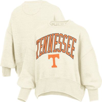 PRESSBOX Women's Pressbox Natural Tennessee Volunteers Oversized Waist-Length Crewneck Sweatshirt 
