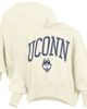 PRESSBOX Women's Pressbox Natural UConn Huskies Oversized Waist-Length Crewneck Sweatshirt  - 1
