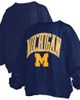 PRESSBOX Women's Pressbox Navy Michigan Wolverines Plus Size Nelson Janise Sweatshirt  - 1