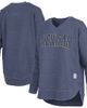 PRESSBOX Women's Pressbox Navy Michigan Wolverines Westin Poncho V-Neck Pullover Sweatshirt  - 1