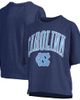 PRESSBOX Women's Pressbox Navy North Carolina Tar Heels Nelson Arch Over Logo Waist Length Oversized Slub T-Shirt  - 1