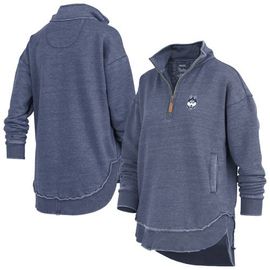 PRESSBOX Women's Pressbox Navy UConn Huskies Northfork Sojourn Poncho Quarter-Zip Sweatshirt 