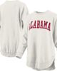PRESSBOX Women's Pressbox Oatmeal Alabama Crimson Tide Melange Poncho Vintage Fleece Long Sleeve Pullover Sweatshirt  - 1