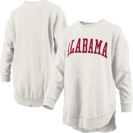 PRESSBOX Women's Pressbox Oatmeal Alabama Crimson Tide Melange Poncho Vintage Fleece Long Sleeve Pullover Sweatshirt 