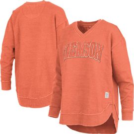 PRESSBOX Women's Pressbox Orange Clemson Tigers Westin Poncho V-Neck Pullover Sweatshirt 