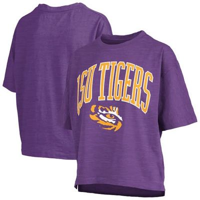 PRESSBOX Women's Pressbox Purple LSU Tigers Nelson Arch Over Logo Waist Length Oversized Slub T-Shirt 
