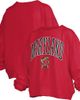 PRESSBOX Women's Pressbox Red Maryland Terrapins Janise Arch Over Logo Waist Length Oversized Pullover Sweatshirt  - 1