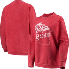 PRESSBOX Women's Pressbox Red Wisconsin Badgers Comfy Cord Corduroy Crewneck Sweatshirt 