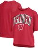 PRESSBOX Women's Pressbox Red Wisconsin Badgers Nelson Arch Over Logo Waist Length Oversized Slub T-Shirt  - 1