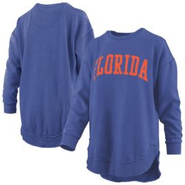 PRESSBOX Women's Pressbox Royal Florida Gators Melange Poncho Vintage Fleece Long Sleeve Pullover Sweatshirt 