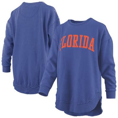 PRESSBOX Women's Pressbox Royal Florida Gators Melange Poncho Vintage Fleece Long Sleeve Pullover Sweatshirt 