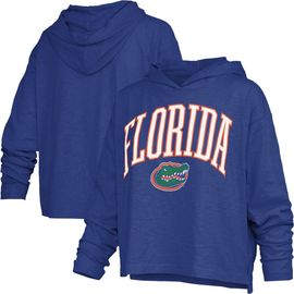 PRESSBOX Women's Pressbox Royal Florida Gators Nelson Arch Over Logo Long Sleeve Hooded Slub T-Shirt 