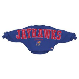 PRESSBOX Women's Pressbox Royal Kansas Jayhawks Flannigan Oversized Dolman Pullover Sweatshirt 