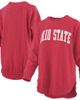 PRESSBOX Women's Pressbox Scarlet Ohio State Buckeyes Melange Poncho Vintage Fleece Long Sleeve Pullover Sweatshirt  - 1