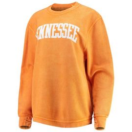 PRESSBOX Women's Pressbox Tennessee Orange Tennessee Volunteers Comfy Cord Vintage Wash Basic Arch Pullover Sweatshirt 