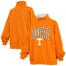 PRESSBOX Women's Pressbox Tennessee Orange Tennessee Volunteers Oversized Mock Neck Sweatshirt 