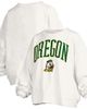 PRESSBOX Women's Pressbox White Oregon Ducks Janise Arch Over Logo Waist Length Oversized Pullover Sweatshirt  - 1